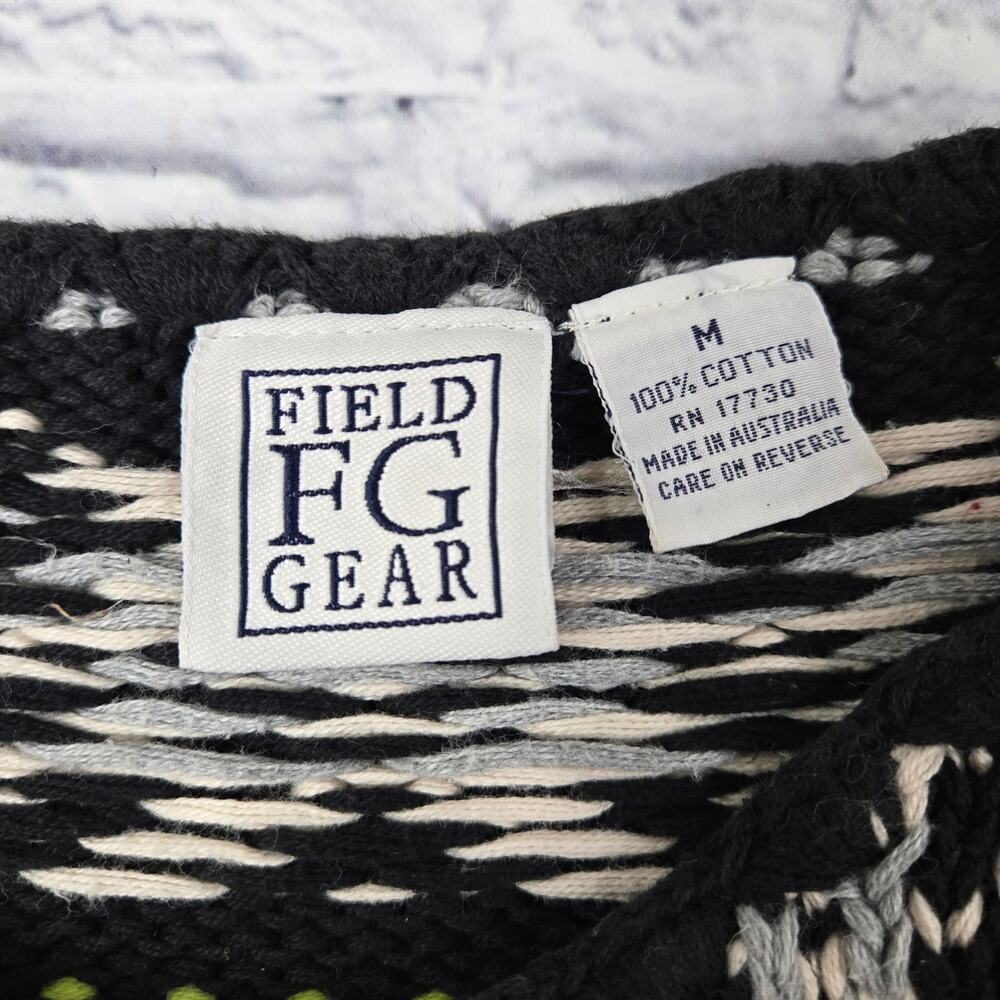 Field Gear Olive Green Multicolor Fair Isle Button Front Cardigan size Medium - Picture 11 of 13